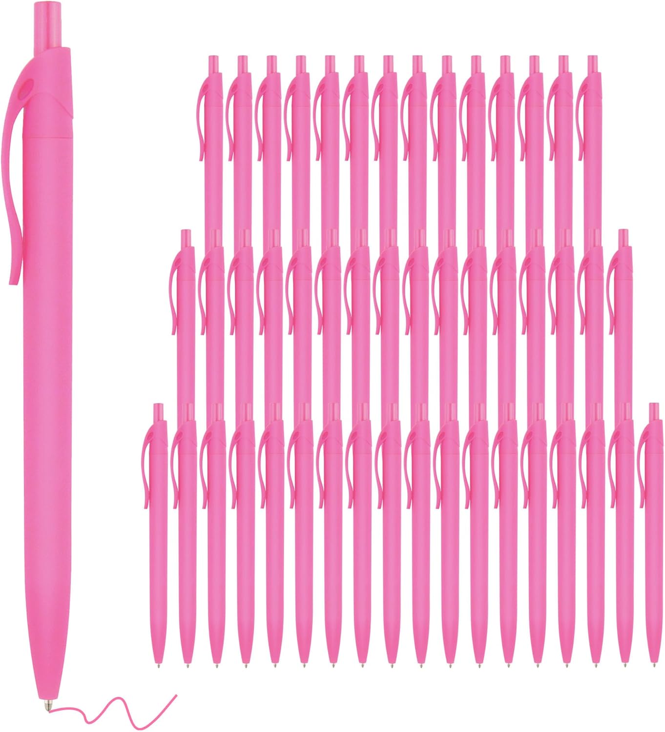 deegtran Pens Bulk, 50 Pack No Bleed Click Pens, Wholesale Retractable Ballpoint Pens, Pen Medium Point, Smooth Ink Pen, 1.0MM Blue Ink