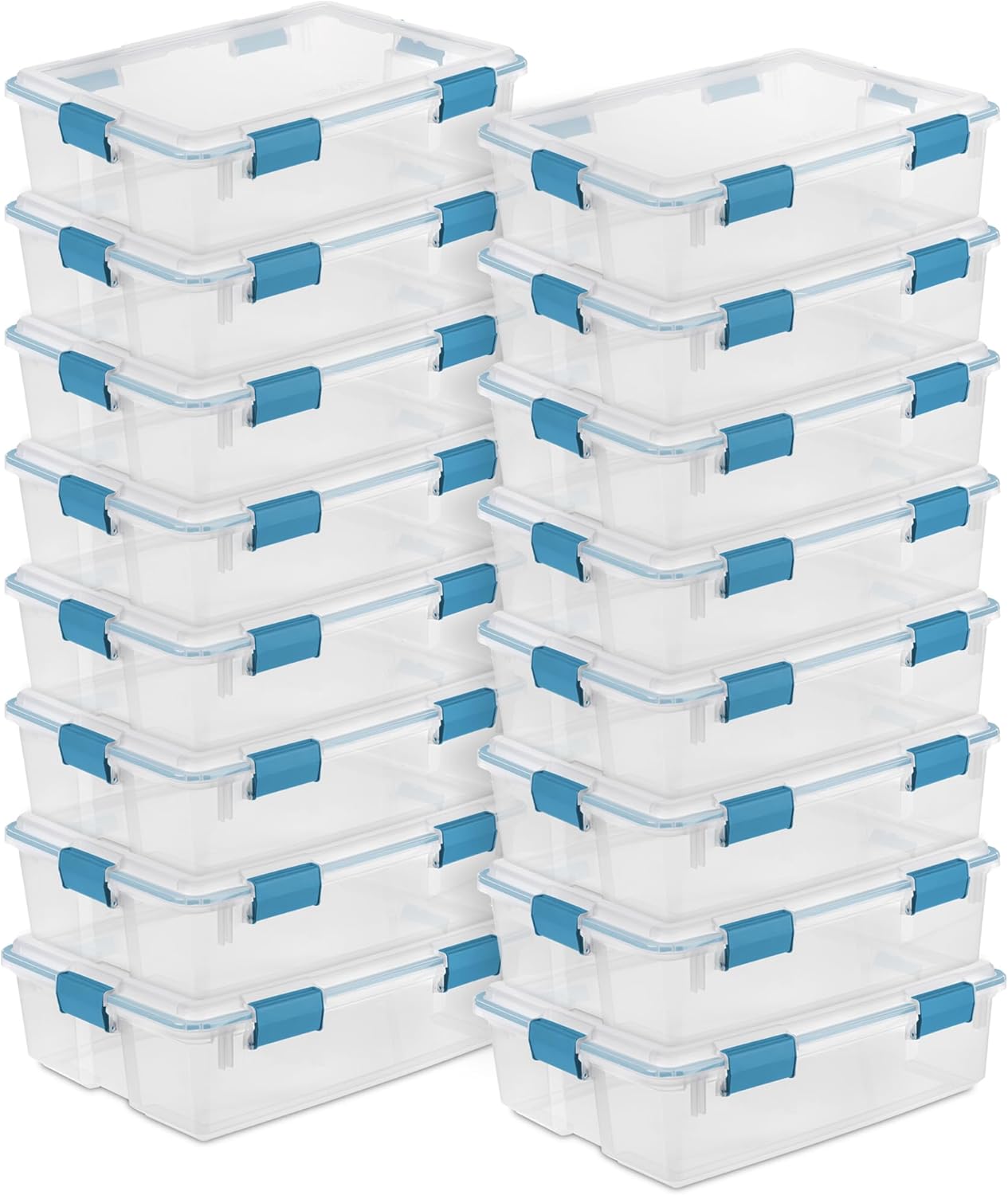 Sterilite 4-Pack Gasket Box, Weather-Resistant Storage Bins with Latching Lids, 32 Quart - Heavy-Duty Organizing Containers for Closet, Bathroom, and Office