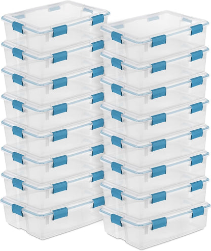 Sterilite 4-Pack Gasket Box, Weather-Resistant Storage Bins with Latching Lids, 32 Quart - Heavy-Duty Organizing Containers for Closet, Bathroom, and Office