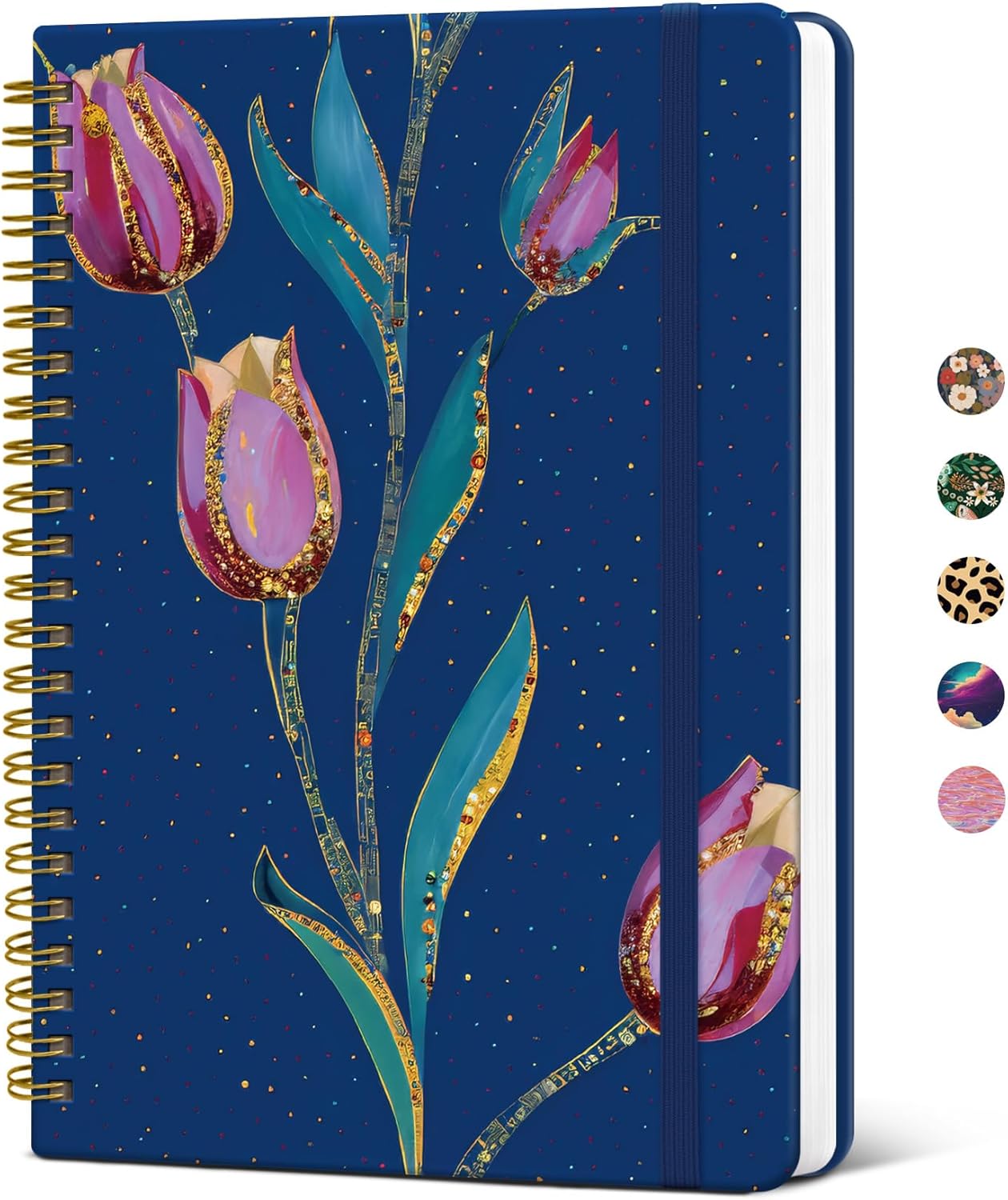 Taja Lined Spiral Journal Notebook for Women, A5 Cute College Ruled Hardcover Notebook for Work & Note Taking, Pretty Journal for Writing, 140 Pages, Flower Garden