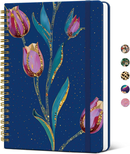 Taja Lined Spiral Journal Notebook for Women, A5 Cute College Ruled Hardcover Notebook for Work & Note Taking, Pretty Journal for Writing, 140 Pages, Flower Garden