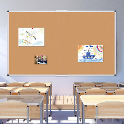 VIZ-PRO Cork Notice Board Bulletin Board, 96 X 48 Inches, Pack of 2, Silver Aluminium Frame