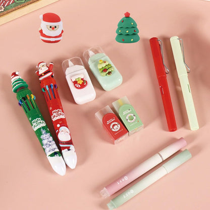 7 Pcs Cute Blue Stationery Set Kawaii School Supplies Office Supplies Including Ballpoint Pens Pencil Sharpener Highlighter Correction Tape Ruler Utility Knife (Blue)