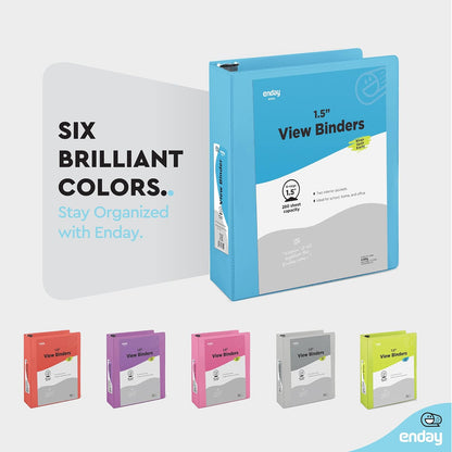 3 Inch Binder 3 Ring Binders Green, Slant D-Ring 3” Clear View Cover with 2 Inside Pockets, Heavy Duty Colored School Supplies Office and Home Binders – By Enday