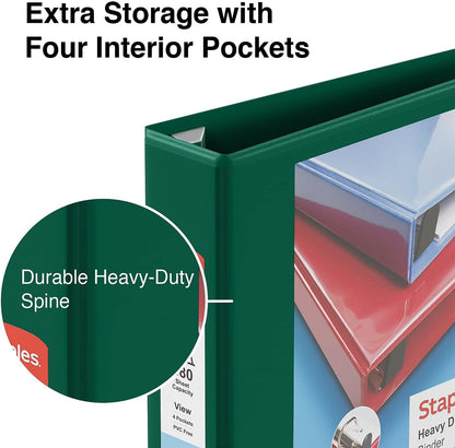 Staples Heavy-Duty 2-Inch D-Ring View Binder, Reinforced Spine, Holds Up to 450 Sheets, Gray, for Office & School