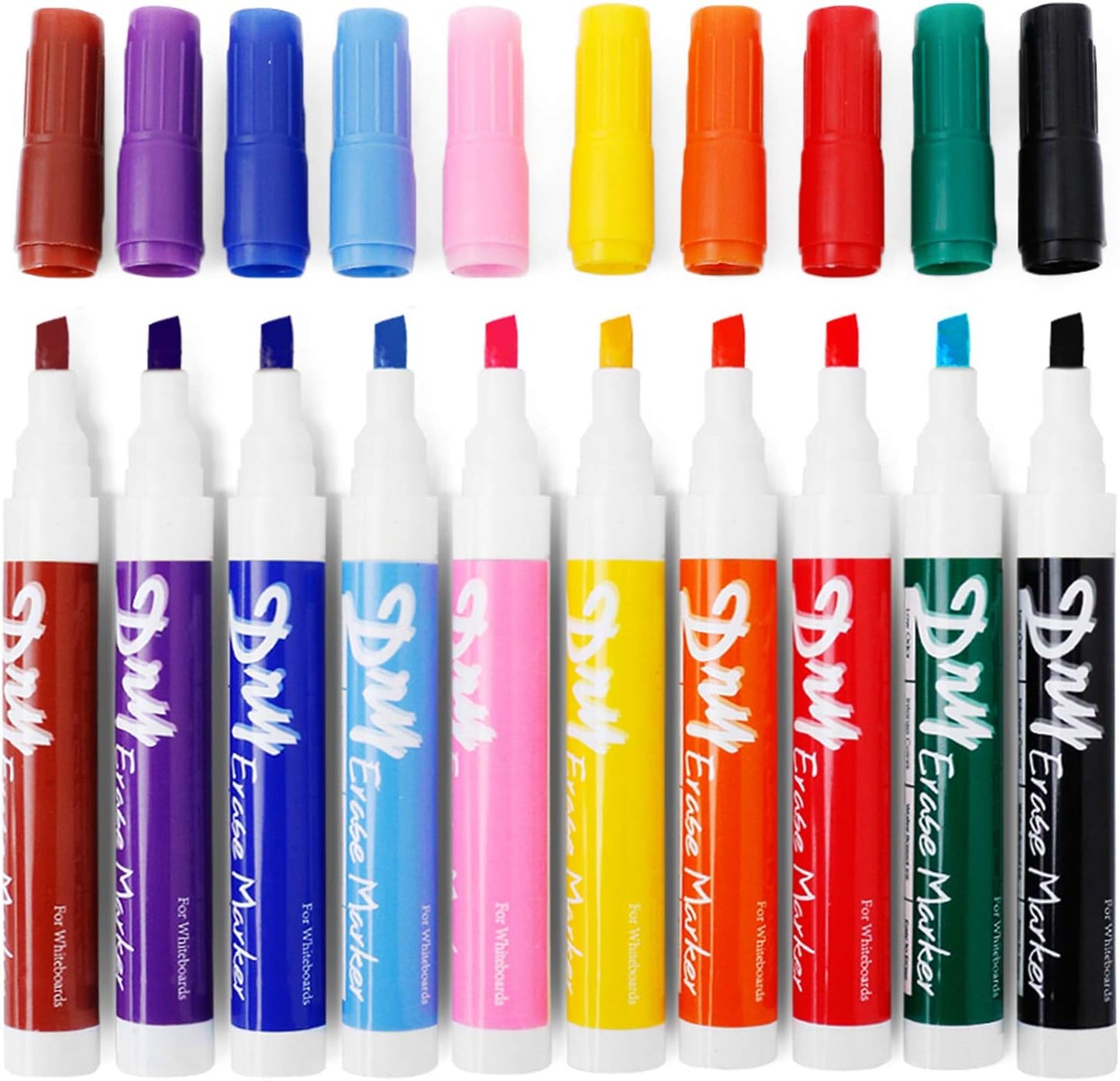 Volcanics Black Dry Erase Markers Low Odor Chisel Tip Whiteboard Markers Pack of 10