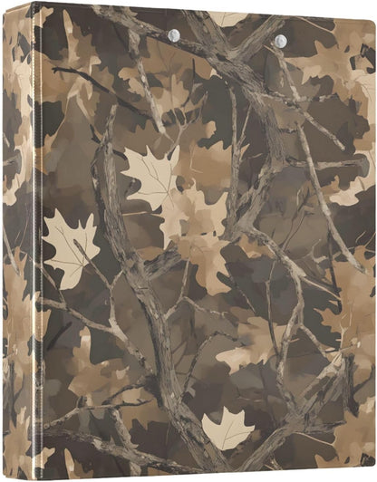 ALAZA Brown Forest Camo Camouflage 3 Ring Binder 1.5 Inch Three Ring Office Binders w/clipboard & 3 Pockets, Hold 200 Sheets, 1 pc