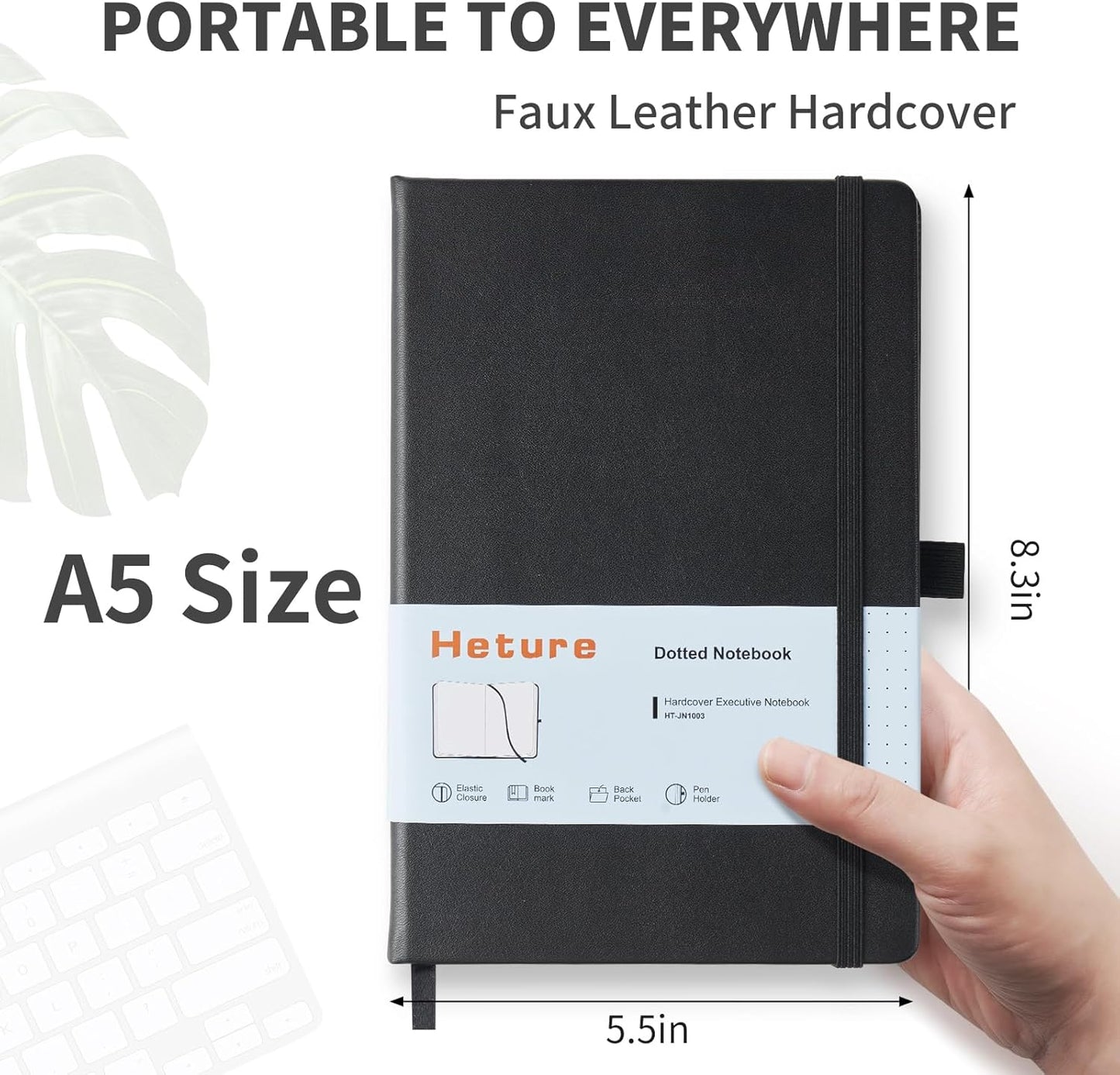 Heture Hardcover Notebooks, A5 Lined Journals Notebook for Writing 160 Pages, 8.2 x 5.5 inch, Classic Ruled Notebooks for College/Work/Travel (Lined-3 Pack, Black)