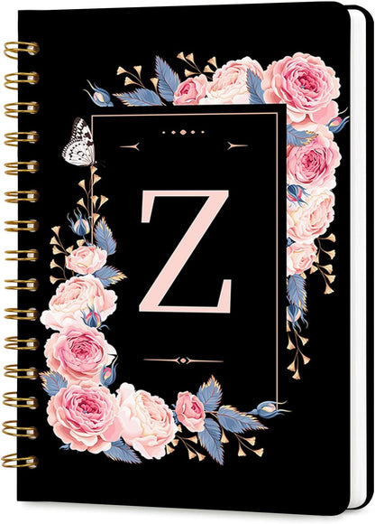 Lined Spiral Journal Notebook, A5 College Ruled Spiral Notebook for Women, Hardcover with Elegant Design for Work and Note-Taking, 5.5 * 8.25 inch, 160 Pages, Letter T