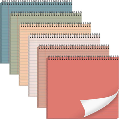 gisgfim 6 Packs 9.5" x 11" Landscape Note Pads College Ruled Notebooks Perforated Notepads 40 Sheets Punched Top Spiral Bound Notebooks 80GSM Lined Notepads for School,Office,Home (Vintage Color)