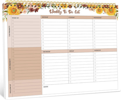 Taja Weekly To Do List Notepad with 52 Undated Sheets（8.5"×11"）- Weekly Desk Planner for Women & Man, Work and Home -1 Pack Violet Dream