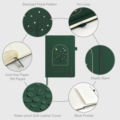 &And Per Se Lined Journal Notebook, 160 Pages, A5 5.7 x 8 inches College Ruled Thick Paper Notebook Journals for Writing, Hardcover Notebooks for Women Men Office School (1 Pack, Green) - Colors A
