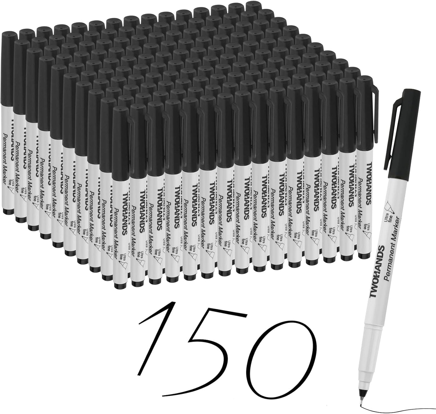 TWOHANDS Permanent Markers Ultra Fine Tip, 0.5mm, Extra Fine Point, Black, 72 Count, 21632