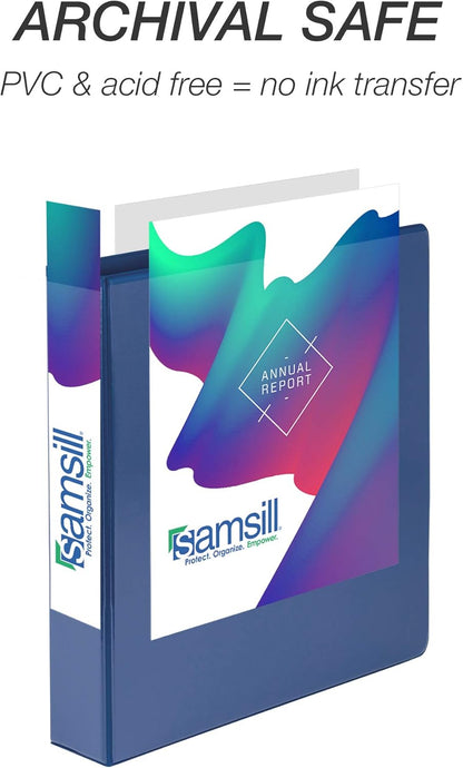 Samsill 1.5 Inch 3 Ring Binders, Economy Round Ring, Clear View Cover, 325 Sheet Capacity - for School, Home, Office - White, 4 Pack