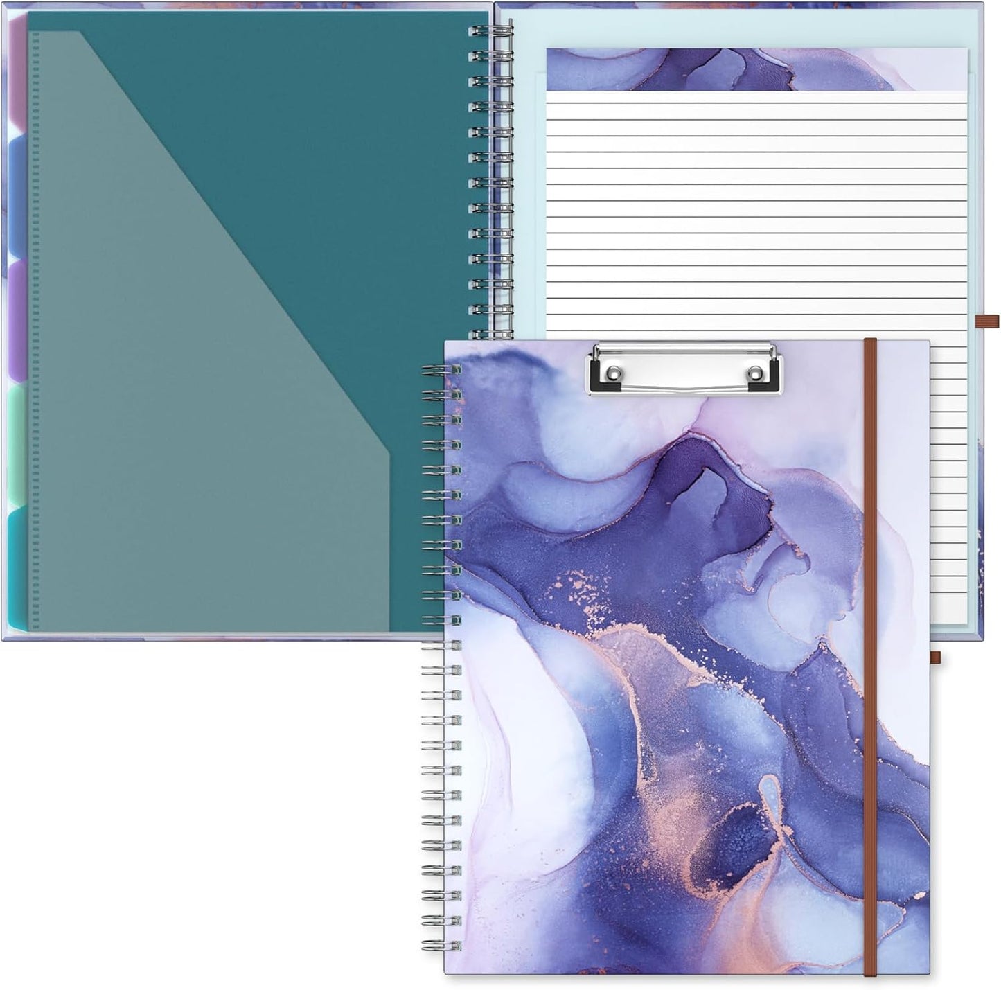 Hongri Clipboard Folio with Refillable Lined Notepad, 8.5 x 11 Folders with Storage 10 Pockets, Spiral Portfolio, Size 12.8X 9.7 in, Office & School Supplies, Skeleton