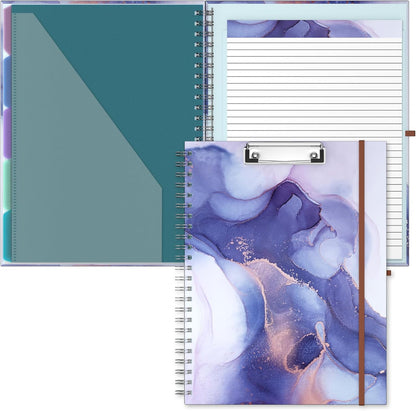 Hongri Clipboard Folio with Refillable Lined Notepad, 8.5 x 11 Folders with Storage 10 Pockets, Spiral Portfolio, Size 12.8X 9.7 in, Office & School Supplies, Skeleton