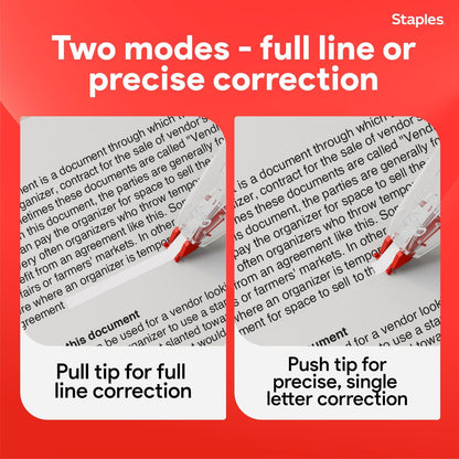 STAPLES Correction Tape, White, 10 Pack – Sidewinder Applicator for Instant, Precise Corrections