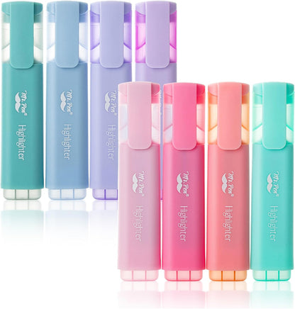 Mr. Pen- Pastel Highlighters, 8 Pack, Highlighters with Firm Chisel Tip, Quick Dry & Non-Toxic, No Bleed on Standard Paper, Ideal for Highlighting, Underlining, Journaling & Coloring