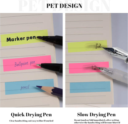 Golcellia Fluorescent Translucent Sticky Note Flags, 1200 Pcs Total, Pack of 10 Color Tabs, Arrow Index Tabs, Page Flag Markers