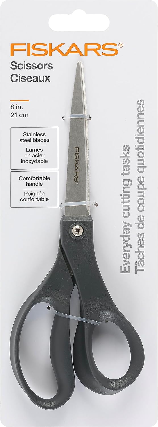Fiskars All Purpose Scissors, High Performance Cutting, Stainless Steel Blades, Ergonomic and Comfort Handles, Perfect for Arts and Crafts and the Office, Scissors for Office