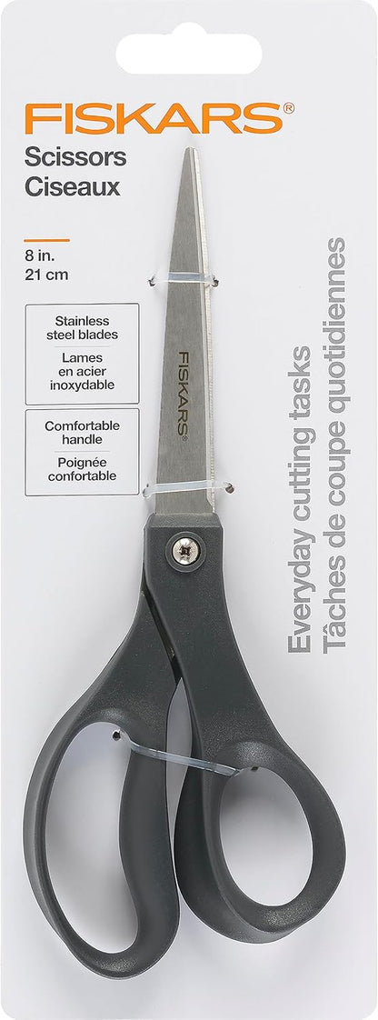 Fiskars All Purpose Scissors, High Performance Cutting, Stainless Steel Blades, Ergonomic and Comfort Handles, Perfect for Arts and Crafts and the Office, Scissors for Office