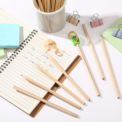 Fumete 100 Pieces Wooden Pencils Bulk No Eraser Hexagonal HB Graphite Unsharpened Natural Wood Pencils Without Erasers Classroom Gifts for Students Bulk Goodie Bag Stuffers