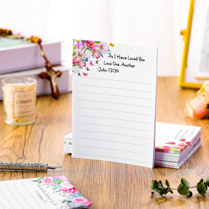 Gersoniel 8 Pack Christian Sticky Notes Gifts for Mothers Day Bulk for Church Small Scripture Inspirational Memo Pads Floral Adhesive Religious Bible Verse Quotes Notepads, 4 x 5.5 Inch(Simple Style)