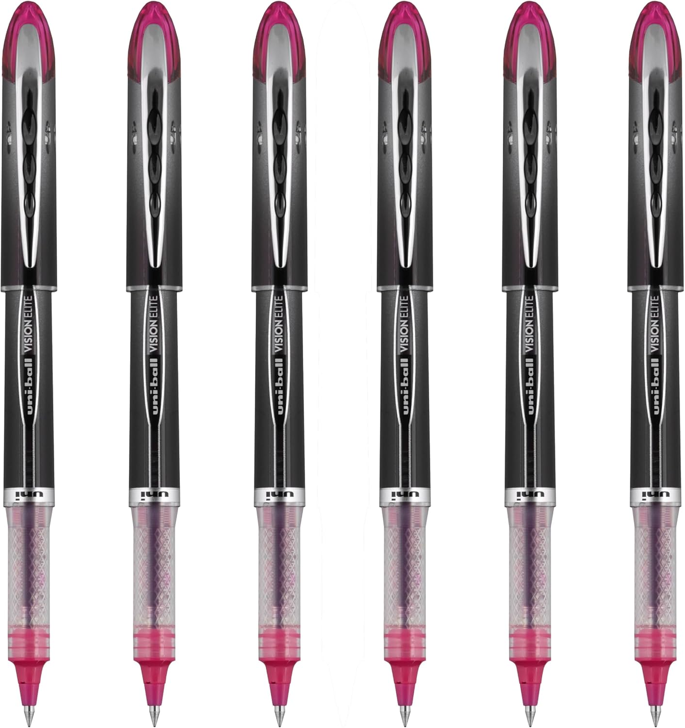 uniball Vision Elite Rollerball Pen, Micro Point (0.5mm), Blue Ink, 6 Pens