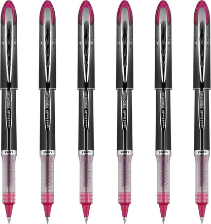 uniball Vision Elite Rollerball Pen, Micro Point (0.5mm), Blue Ink, 6 Pens