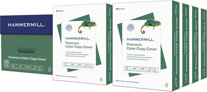 Hammermill Cardstock, Premium Color Copy, 80 lb, 8.5 x 11 - 1 Pack (250 Sheets) - 100 Bright, Made in the USA Card Stock, 120023R, White