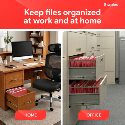 Staples Hanging File Folders, Letter Size, Blue, 5‑Tab, 1/5‑Cut Tabs, Includes Tabs & Inserts – 25/Pack