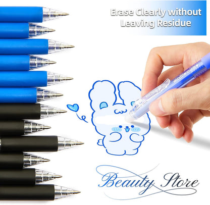 Retractable Erasable Gel Pens Clicker,Fine Point 0.7mm Smooth Writing Pens,Cute Pens For Writing Journaling Taking Notes School Office Home. (12 Colors)