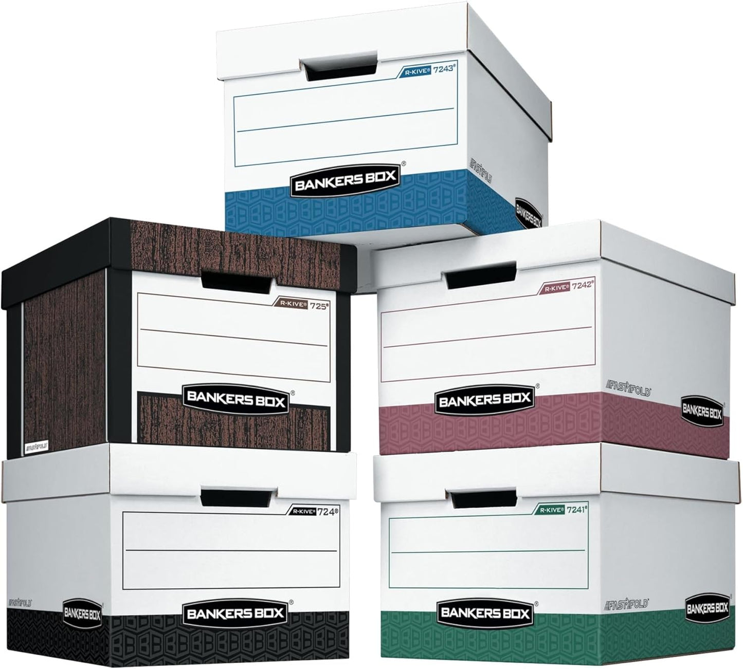 Bankers Box 12-Pack R-Kive Heavy Duty File Storage Boxes with Lids, FastFold Assembly, Letter/Legal, (00724)