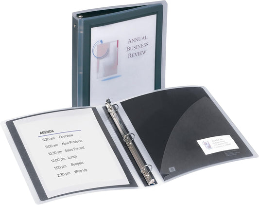 Avery Flexi-View 3 Ring Binder, 1 Inch Round Rings, 1 Black Binder (17686)