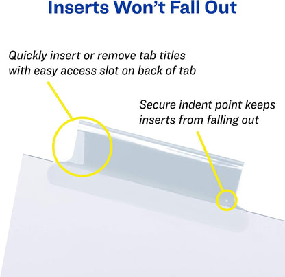 Avery Big Tab Insertable Dividers for 3 Ring Binders, 8-Tab Sets, White Paper, Clear Tabs, 6 Binder Divider Sets (41124)