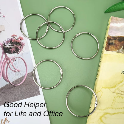 OWLKELA 2 Inch 30 Pack Loose Leaf Binder Rings, Keychain Key Ring with Metal Nickel Plated for Index Cards, Ideal for School, Home, or Office