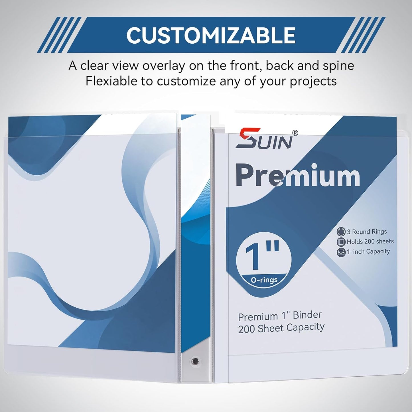 SUIN 1-inch 3 Ring Binder with 2 Interior Pockets, 1''Durable Binders Holds US Letter Size 8.5'' x 11'' Paper - Versatile Binders for Office, Home, and School Use, 6 Pack Black
