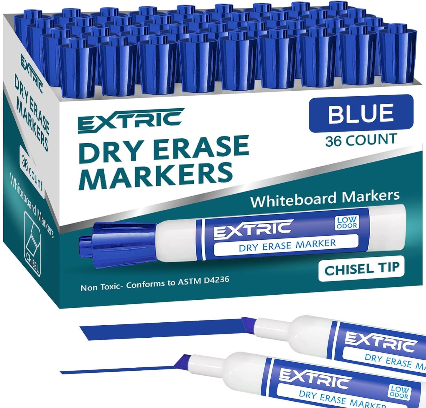 EXTRIC Black Dry Erase Markers, 12 Count Whiteboard Markers Chisel Tip, White Board Marker Dry Erase, Low Odor Chisel Tip Erasable Markers