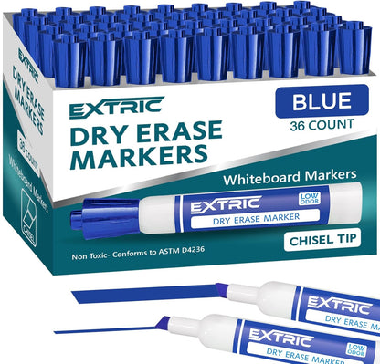 EXTRIC Black Dry Erase Markers, 12 Count Whiteboard Markers Chisel Tip, White Board Marker Dry Erase, Low Odor Chisel Tip Erasable Markers