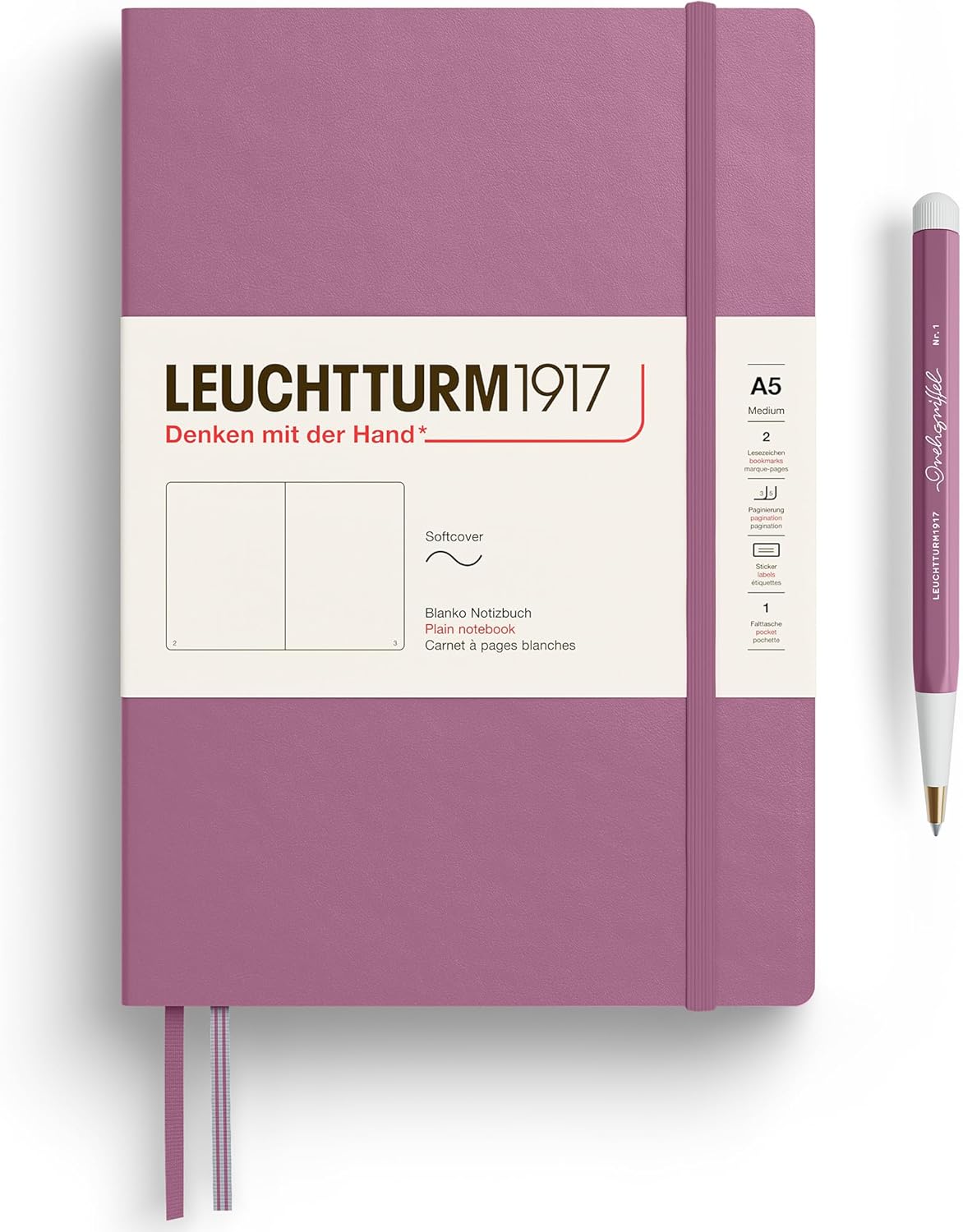 LEUCHTTURM1917 - Notebook Softcover Medium A5-123 Numbered Pages for Writing and Journaling - Thinking Ahead (Dotted Paper, Spice Brown)