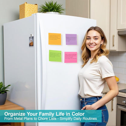 Lined Sticky Notes, 8 Pack Self-Stick Note Pads 4x6, Sticky Notes with Lines it, Strong Adhesive Post for Office & Home Planning, Bright