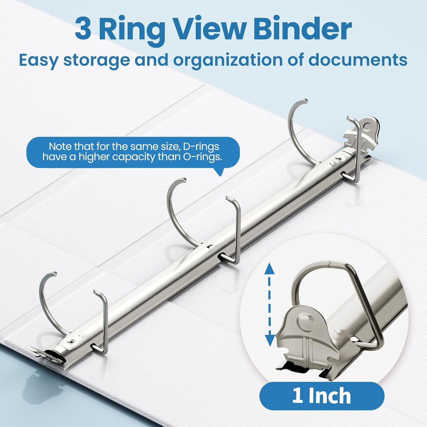 SUNEE 3 Ring Binder 2 Inch, Clear View Binder Three Ring PVC-Free (Fit 8.5x11 Inches) for School or Office Supplies, Light Purple, 1 Pack