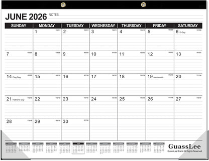 GuassLee Desk Calendar 2026-2027 - 19 Months Academic Calendar 17" × 11.5" Desktop Calendar from Jun. 2026 to Dec. 2027 with Julian Date for Home School Office Desk Top Organizing