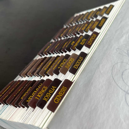 Thinkor Reposition Laminated Bible Tabs, Large Print Stickers, Easy to Read & Apply Bible Tabs for Women & Man (Earthy Brown)