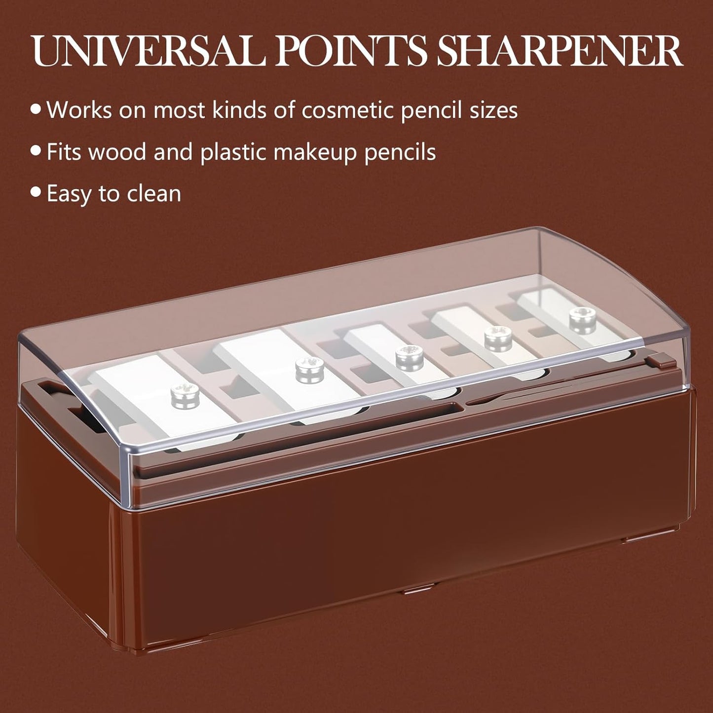 Honoson 2 Pcs 5 Hole Cosmetic Long Point Manual Pencil Sharpener with Plastic Lid Makeup Eyeliner Pencil Sharpener(Black)