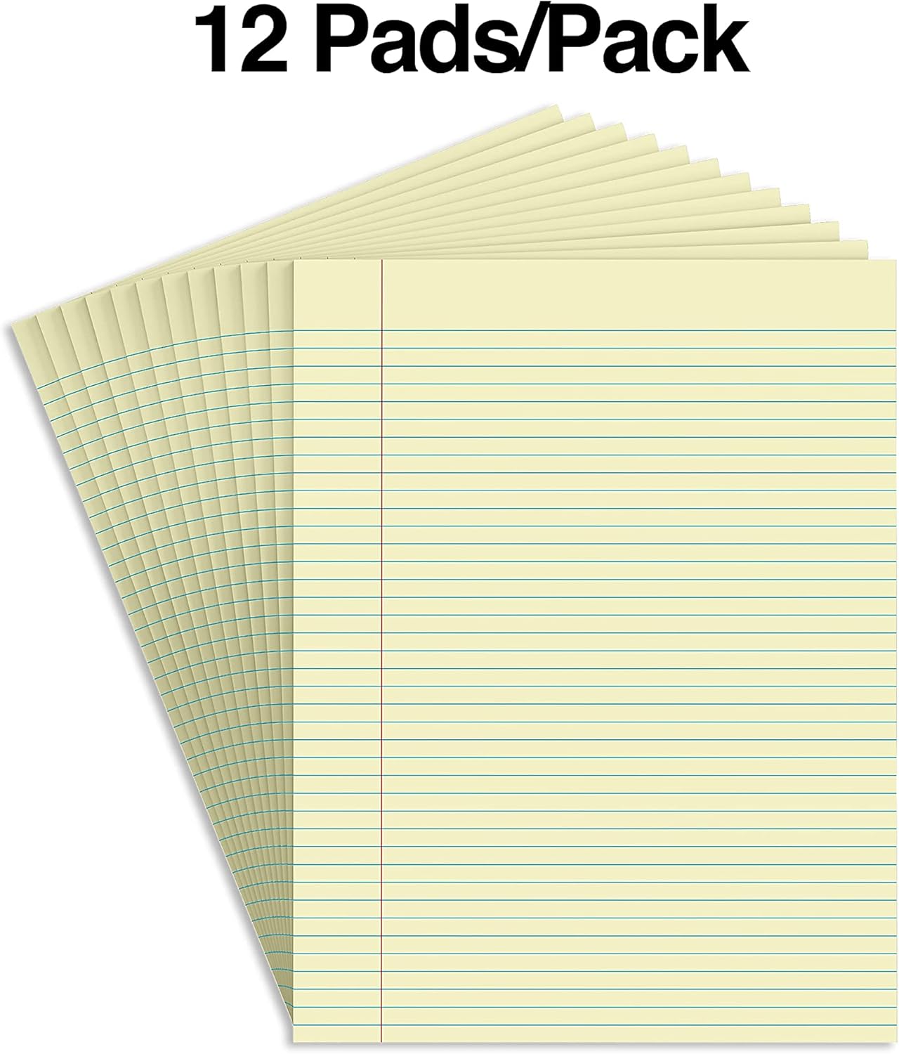 STAPLES Notepads, 8.5” x 11”, Narrow Ruled, White, 50 Sheets/Pad, 12‑Pack