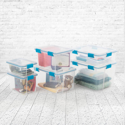 Sterilite 4-Pack Gasket Box, Weather-Resistant Storage Bins with Latching Lids, 32 Quart - Heavy-Duty Organizing Containers for Closet, Bathroom, and Office