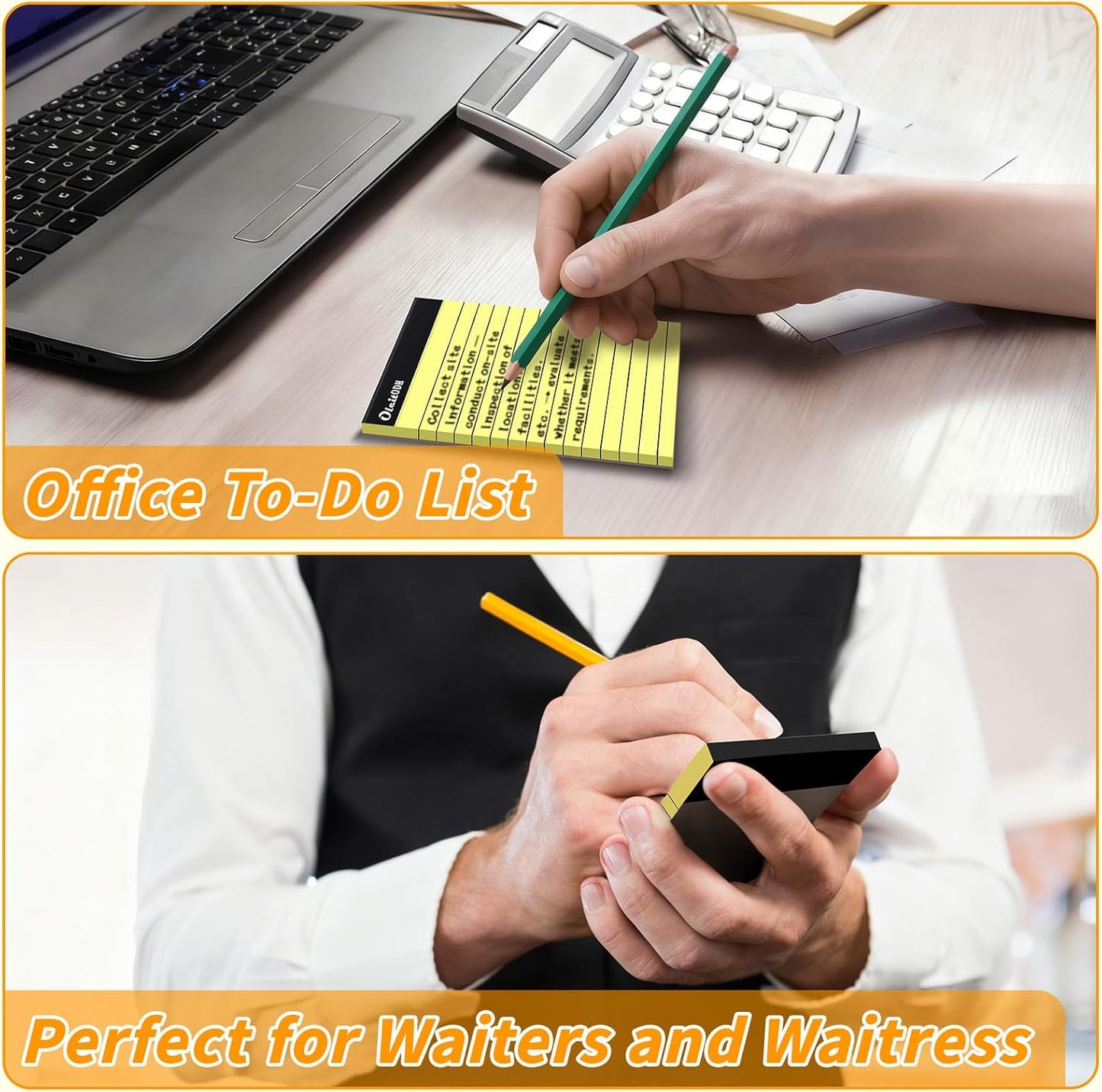 Note Pads 4x6, 36 Pack Small NotePads, Server Pads, Scratch Pads 4x6, Memo Pads White Paper, 50 Sheets per Blank Note Pads 4 x 6, Mini Writing Pads Pocket Notepads for Office School Home Supplies
