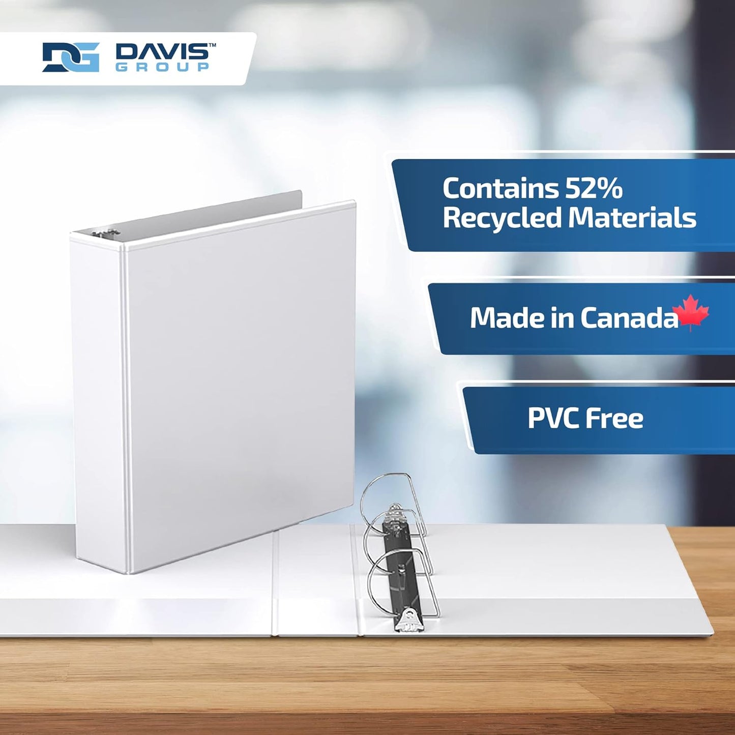 Easyview Premium 3-Ring Binders with Clear-View Covers and D Rings, Binders for School or Office, 5 Inch, Pack of 4, White