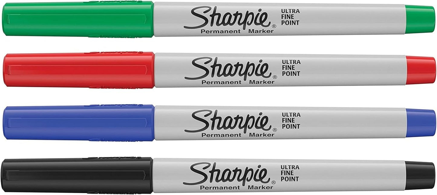 Sharpie Permanent Markers | Ultra-Fine Point | Assorted Classic Colours | 4 Count